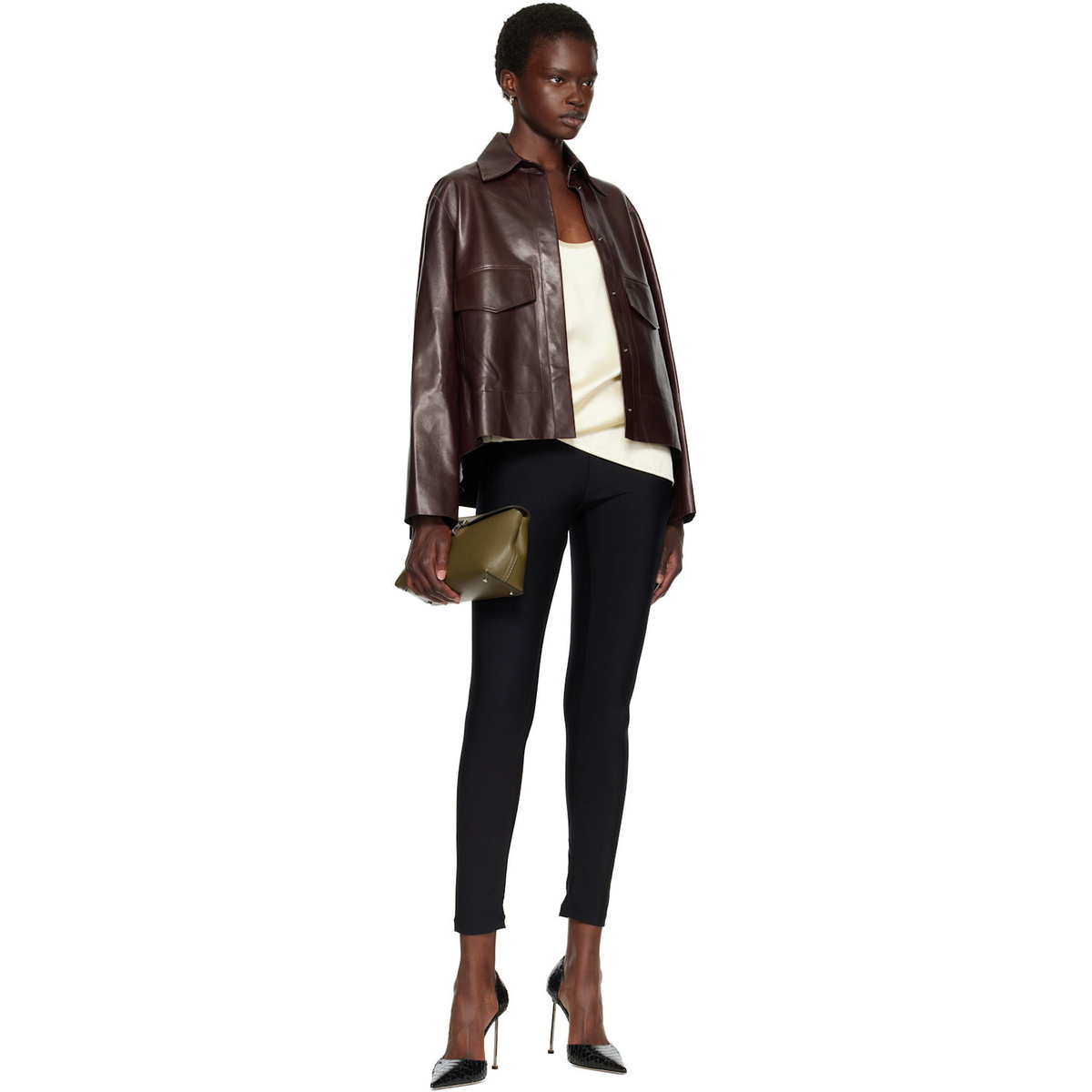 Nour Hammour Brown Darcy Leather Jacket