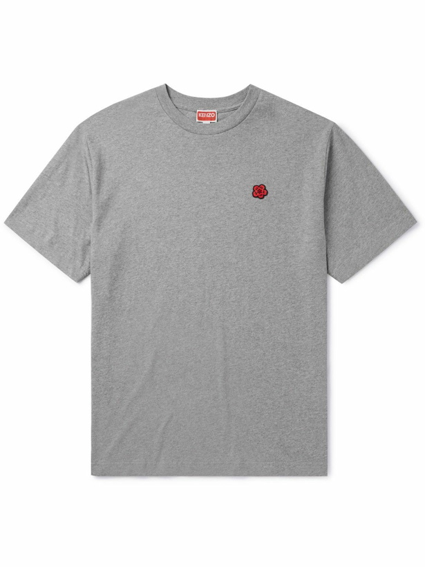 Photo: KENZO - Logo-Appliquéd Cotton-Jersey T-Shirt - Gray