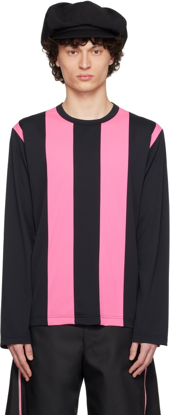 Photo: Comme des Garçons Homme Plus Black & Pink Single Jacquard T-shirt