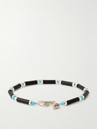 Peyote Bird - Brendan Silver, Turquoise and Onyx Beaded Bracelet