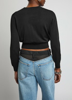 Alexanderwang.t Logo Cropped Perforated Jersey Cardigan Black