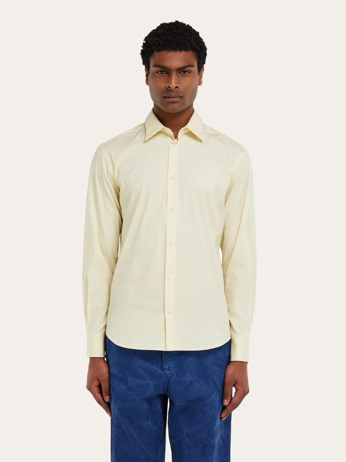 Ferragamo Mens Shirt with micro print in Yellow
