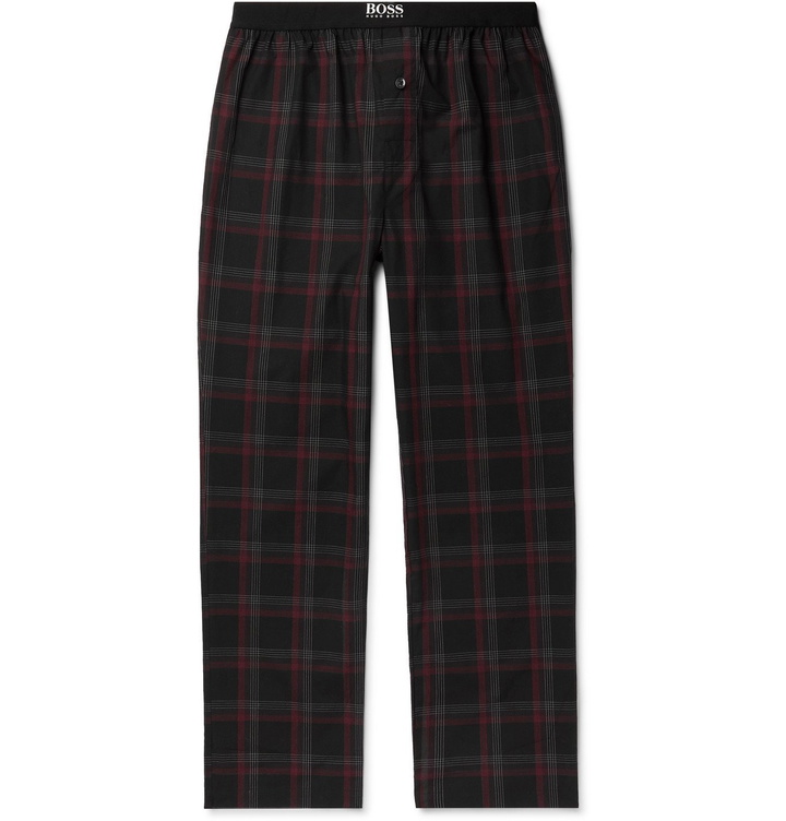 Photo: HUGO BOSS - Urban Checked Cotton-Poplin Pyjama Trousers - Black