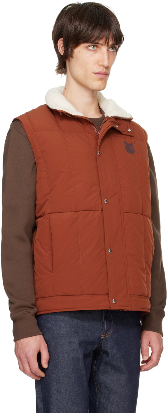 Maison Kitsuné Orange Fleece Collar Sleeveless Down Vest
