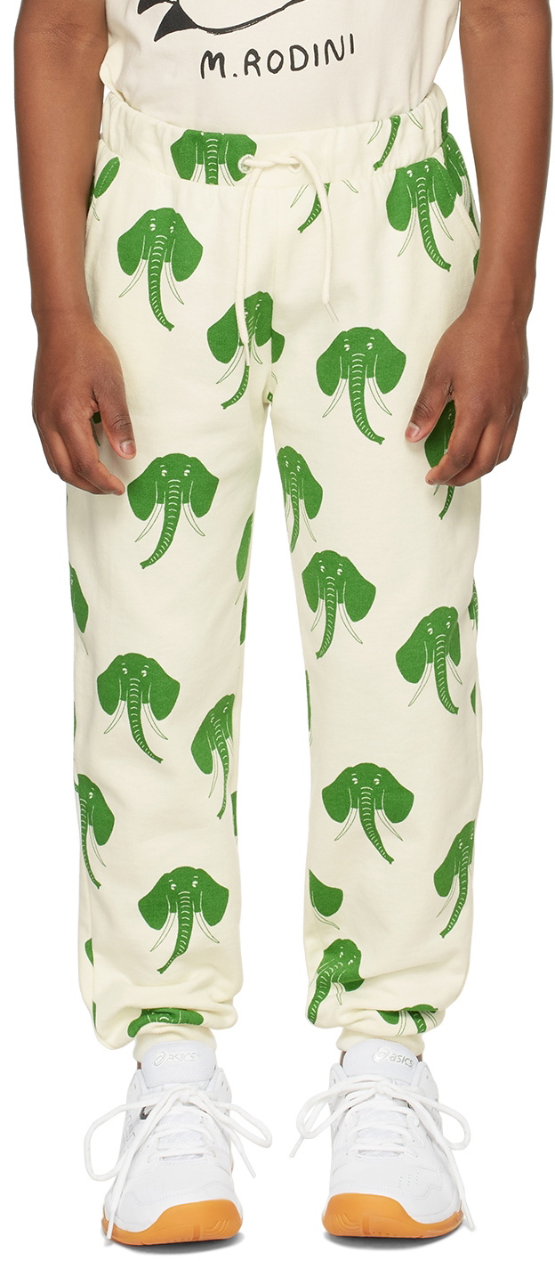 Mini Rodini Kids Off White Elephant Lounge Pants Mini Rodini