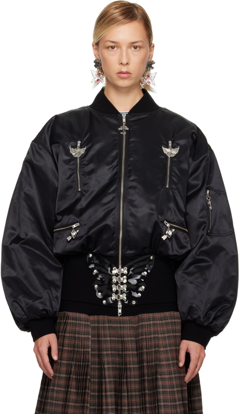 Photo: Chopova Lowena Black Glide Bomber Jacket