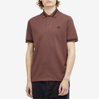 Fred Perry Men's Original Single Tipped Polo Shirt in Brick/Black