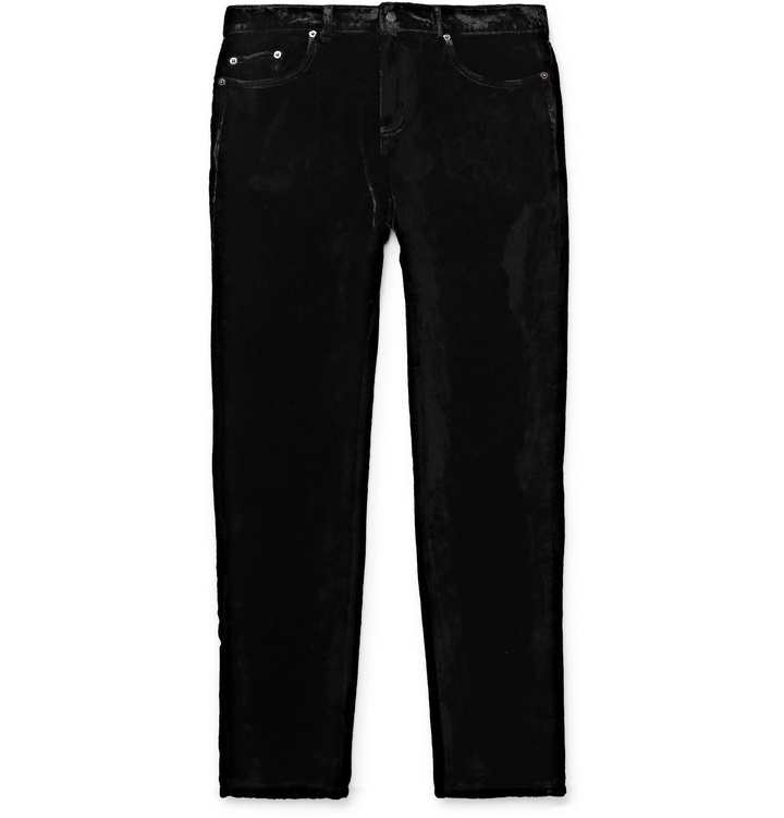 Photo: SAINT LAURENT - Black Skinny-Fit Velvet Trousers - Black