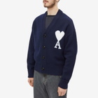 AMI Men's Tonal A Heart Cardigan in Nautic Blue/White