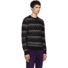 Saint Laurent Black Lurex Zig Zag Sweater