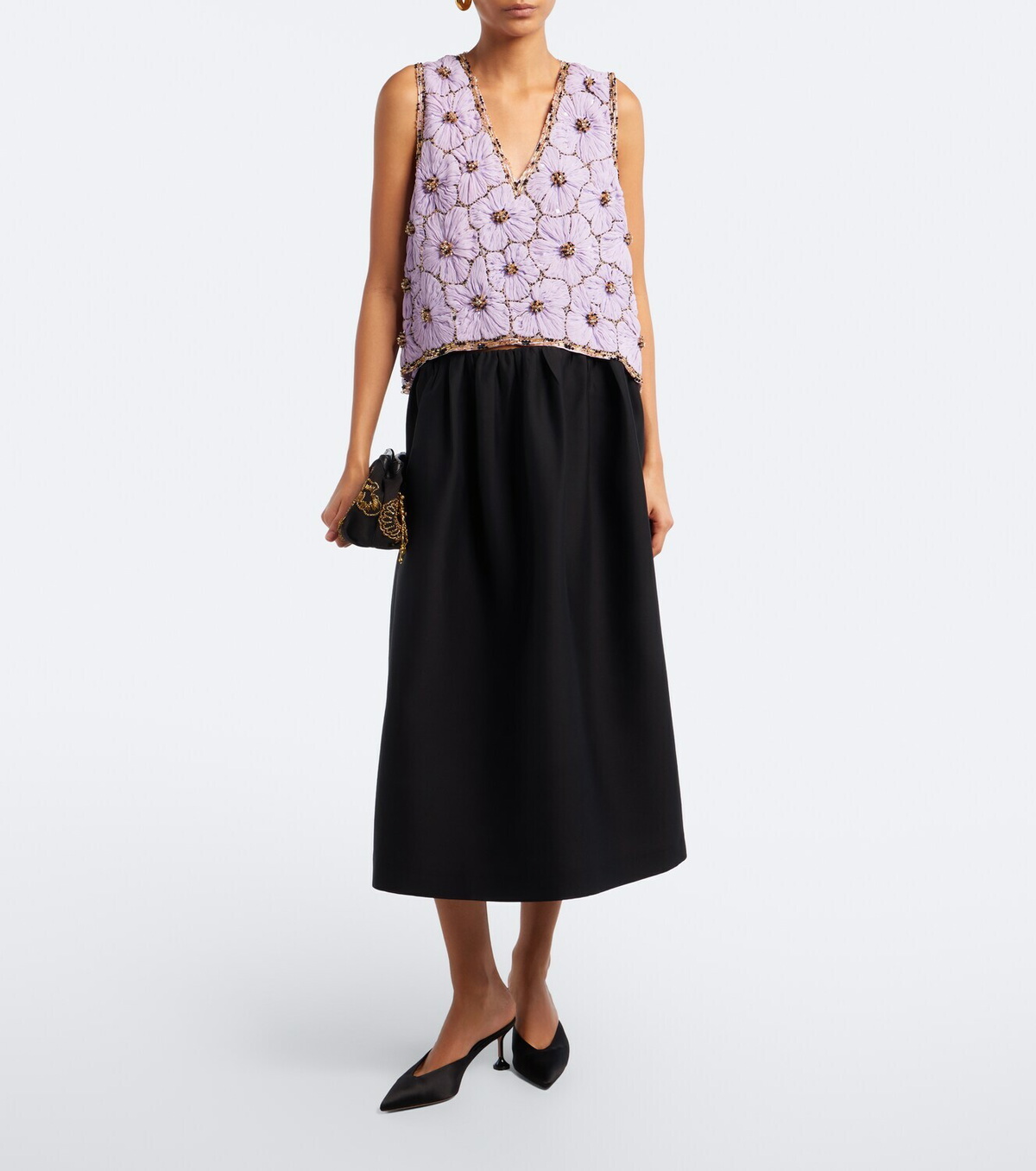 La DoubleJ Scala embellished floral chiffon top