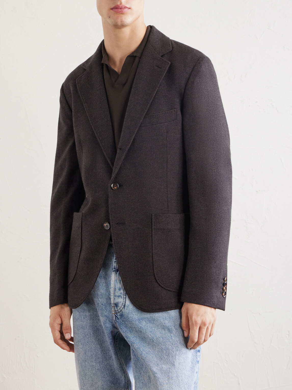 Brioni - Houndstooth Cashmere Blazer - Brown