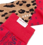 Sacai - Patchwork Cotton-Blend Socks - Red