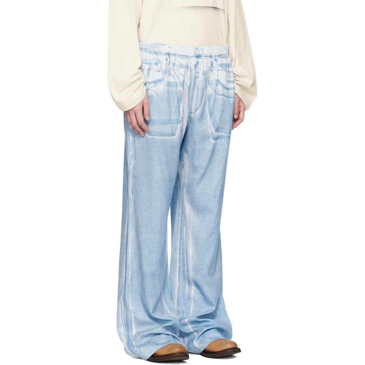 Acne Studios Blue Casual Printed Trousers
