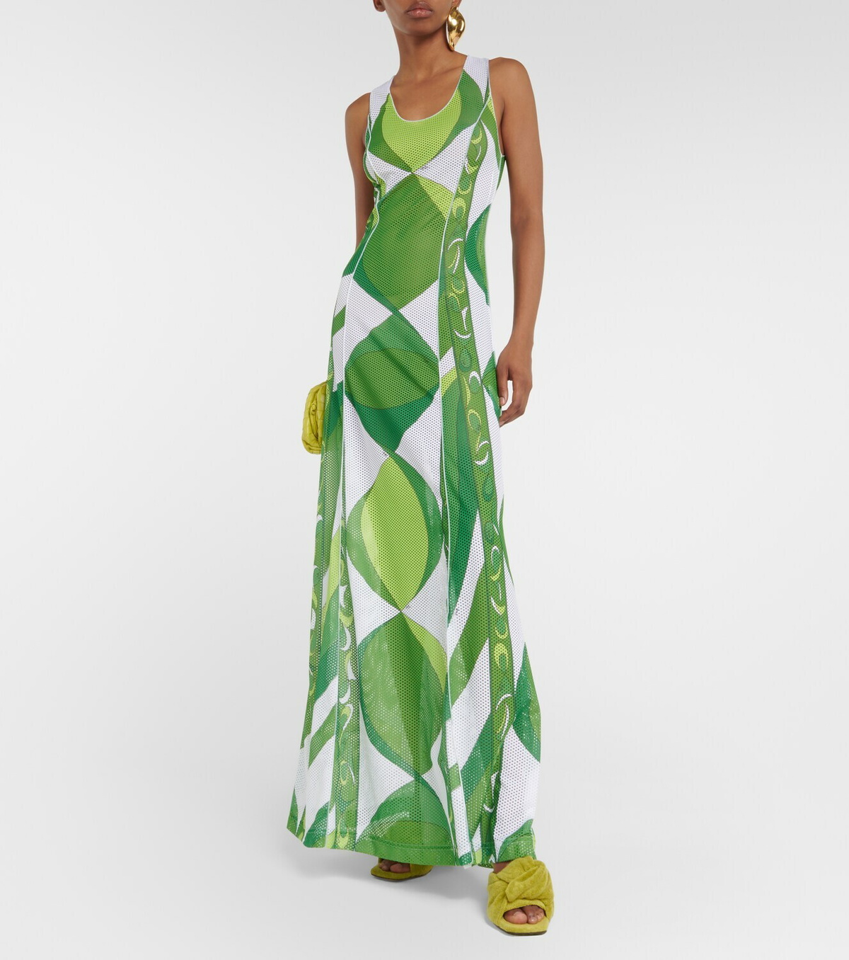 pucci mesh maxi dress Emilio Pucci Earth Tones Sheer Mesh Maxi Dress