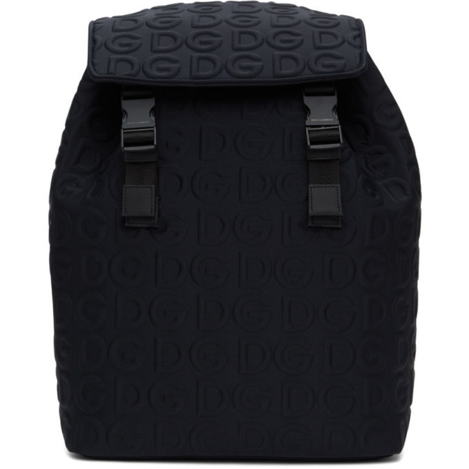 Photo: Dolce and Gabbana Black Neoprene Embossed Logo Backpack
