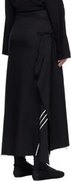 Y-3 Black Sport Uniform Raw Cut 3 Stripes Midi Skirt