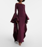 Solace London Astria off-shoulder satin-trimmed gown