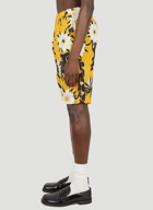 Floral Motif Board Shorts in Yellow