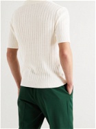 TOD'S - Ribbed Cotton and Linen-Blend Polo Shirt - White