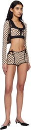 MISBHV Beige & Black Monogram Coquette Shorts