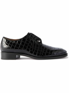 Christian Louboutin - Chambeliss Embellished Croc-Effect Leather Derby Shoes - Black