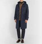 Mackintosh - Leather-Trimmed Felted Wool Duffle Coat - Men - Navy
