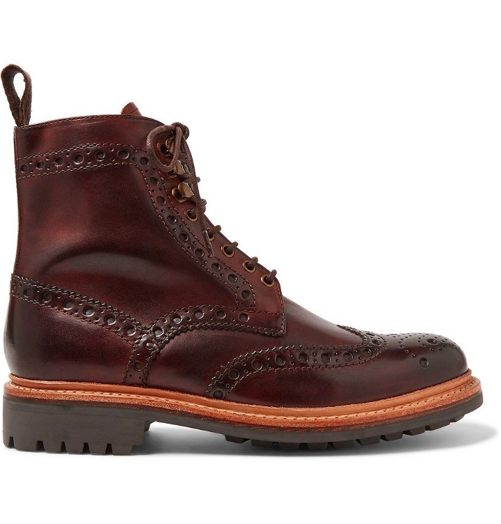 Photo: Grenson - Fred Burnished-Leather Brogue Boots - Tan