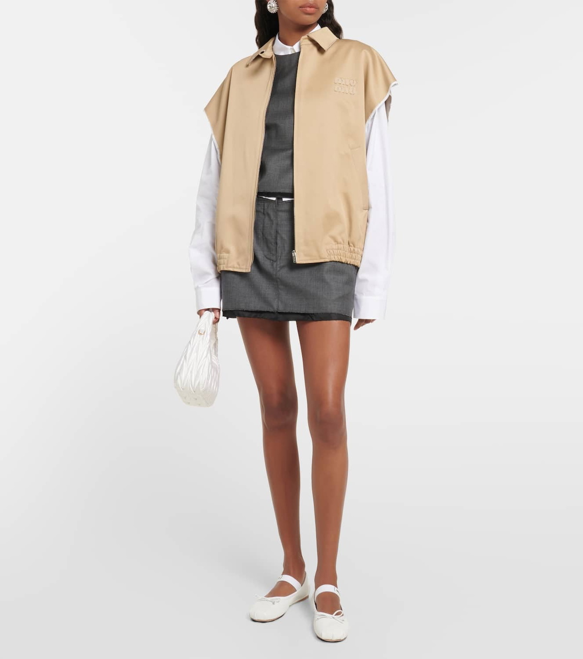 Miu Miu Zip-up cotton twill vest