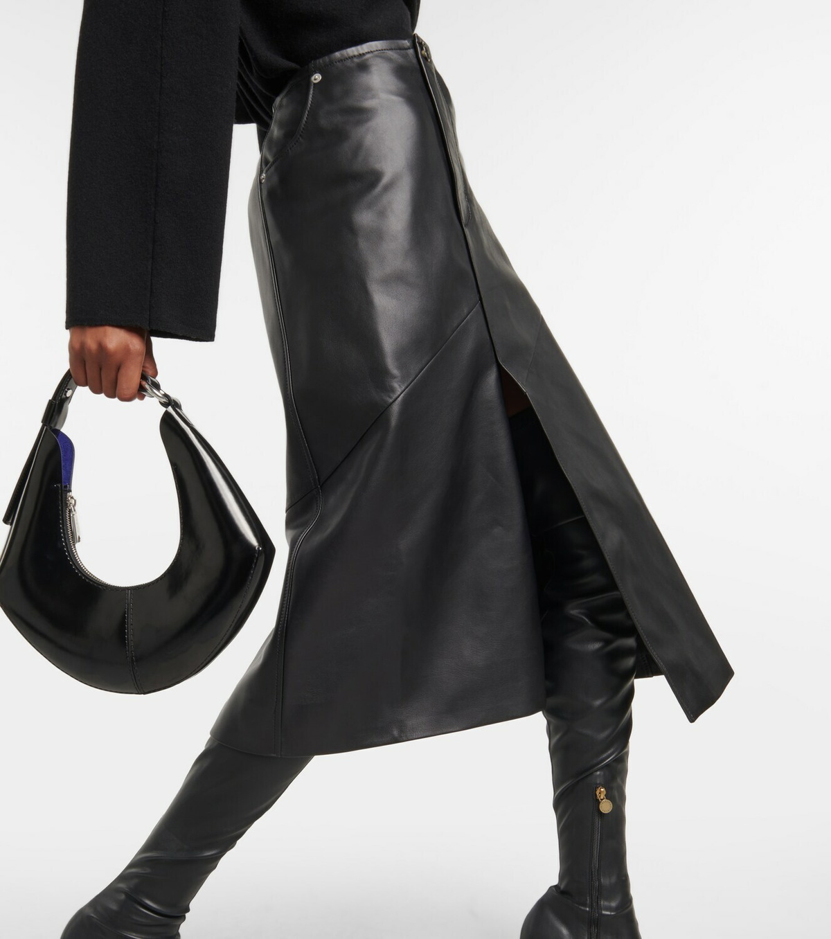 Proenza Schouler Asymmetric leather midi skirt