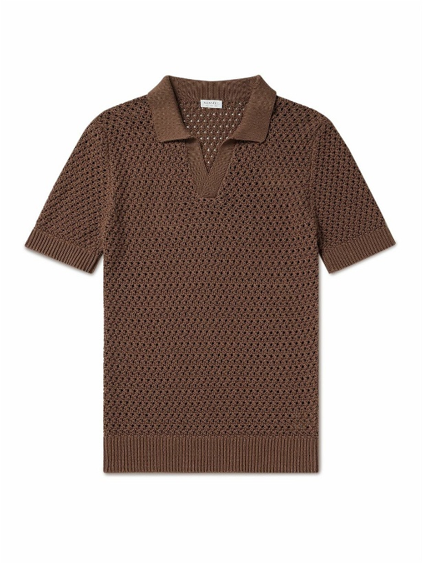 Photo: Sunspel - Crochet-Knit Cotton Polo Shirt - Brown