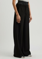 Erdem Double-waist Wide-leg Wool Trousers Black