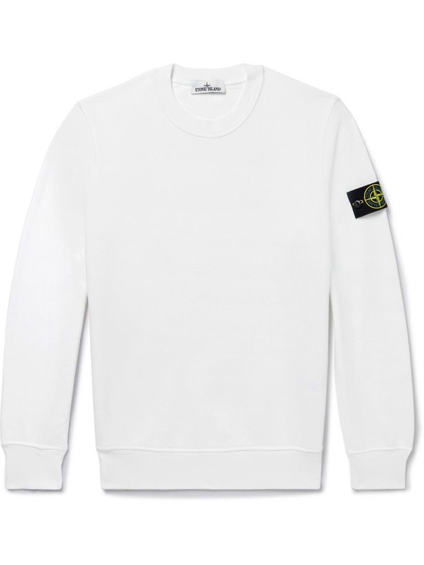 Photo: Stone Island - Logo-Appliquéd Cotton-Jersey Sweatshirt - White