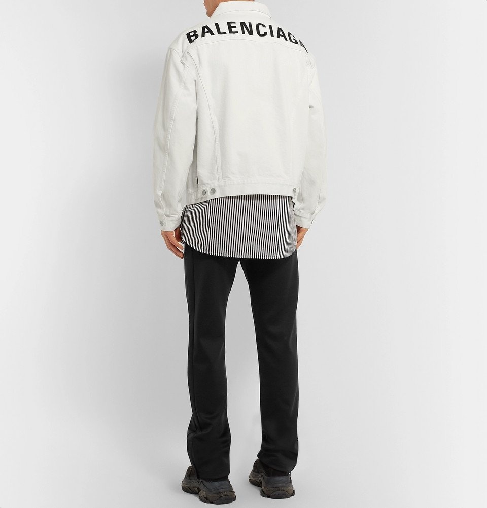 Balenciaga - Oversized Logo-Embroidered Denim Jacket - Cream Balenciaga