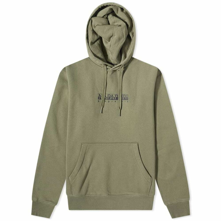 Photo: Napapijri Men's Box Logo Popover Hoody in Green Lichen