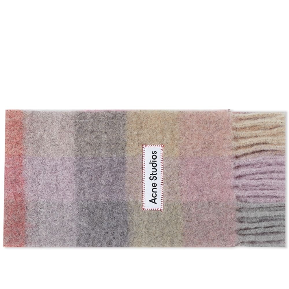 Photo: Acne Studios Vally Check Scarf in Fuchsia/Lilac/Pink