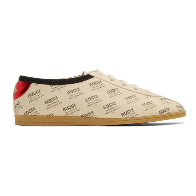 Photo: Gucci Off-White All Over Stamp Print Falacer Sneakers