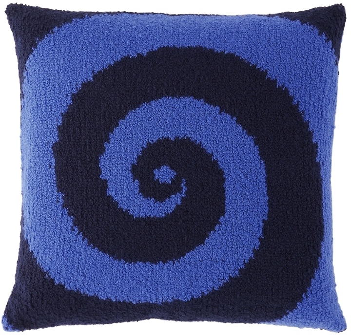 Photo: The Elder Statesman Blue & Navy Swirl Square Pillow