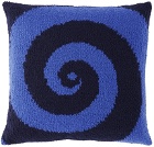 The Elder Statesman Blue & Navy Swirl Square Pillow
