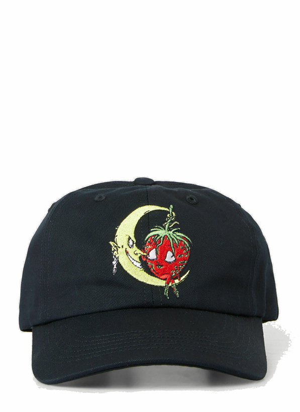 Photo: Embroidered Six-Panel Baseball Cap in Black