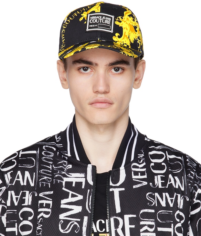 Photo: Versace Jeans Couture Black & Gold Printed Chain Cap