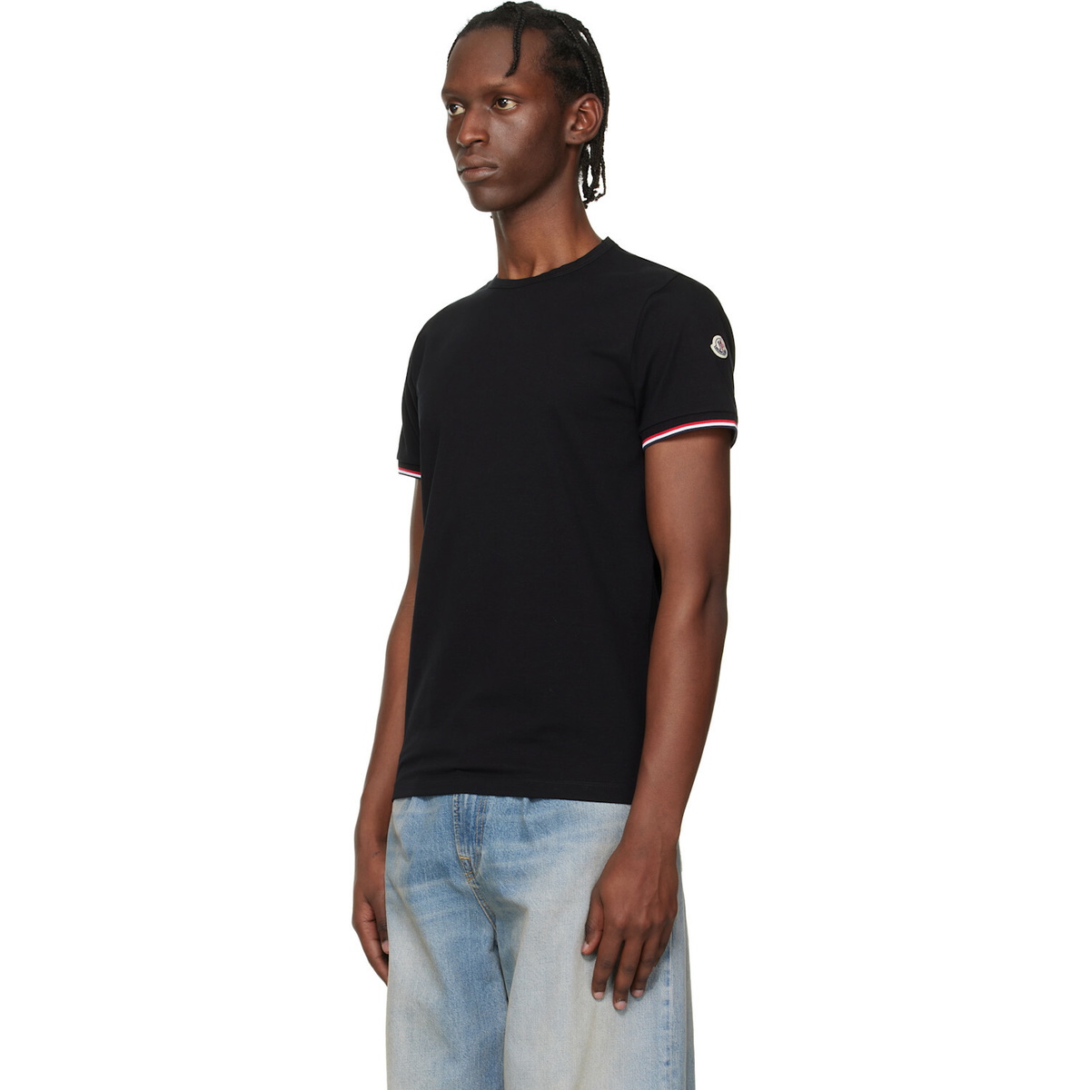 Moncler Black Tricolor-Trimmed Cotton T-shirt