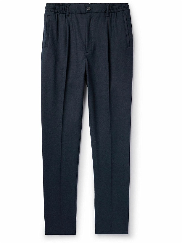 Photo: Altea - Tapered Pleated Wool Trousers - Blue