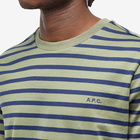 A.P.C. Men's Emilien Stripe T-Shirt in Khaki/Navy