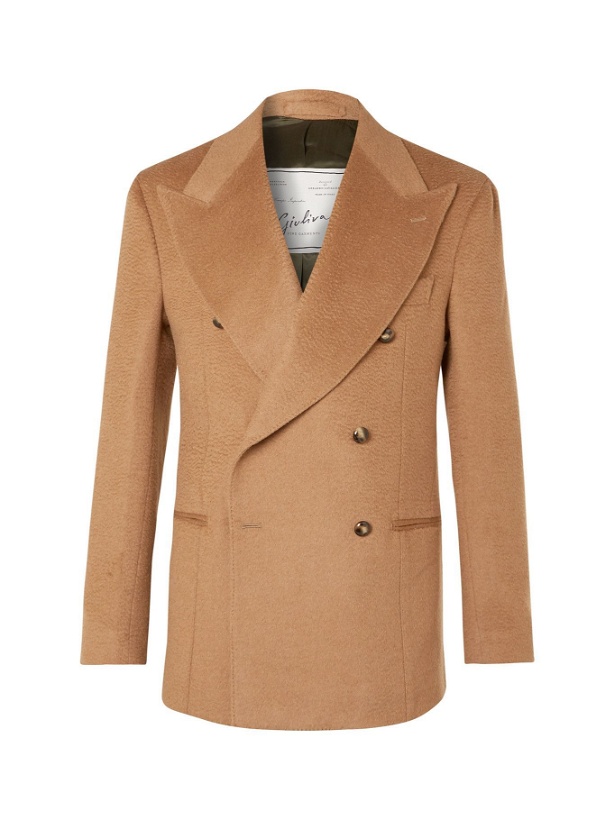 Photo: GIULIVA HERITAGE - Stefano Double-Breasted Camel Hair Blazer - Brown