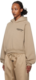 Fear of God ESSENTIALS Beige Fleece Cropped Hoodie