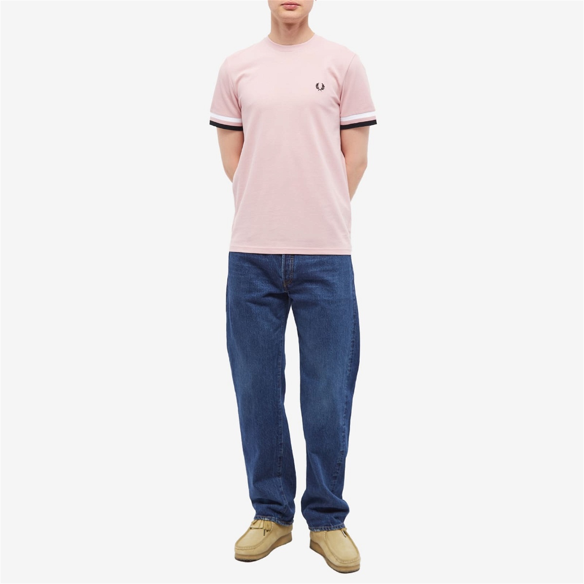 Fred Perry Authentic Men's Bold Tipped T-Shirt in Chalky Pink Fred ...