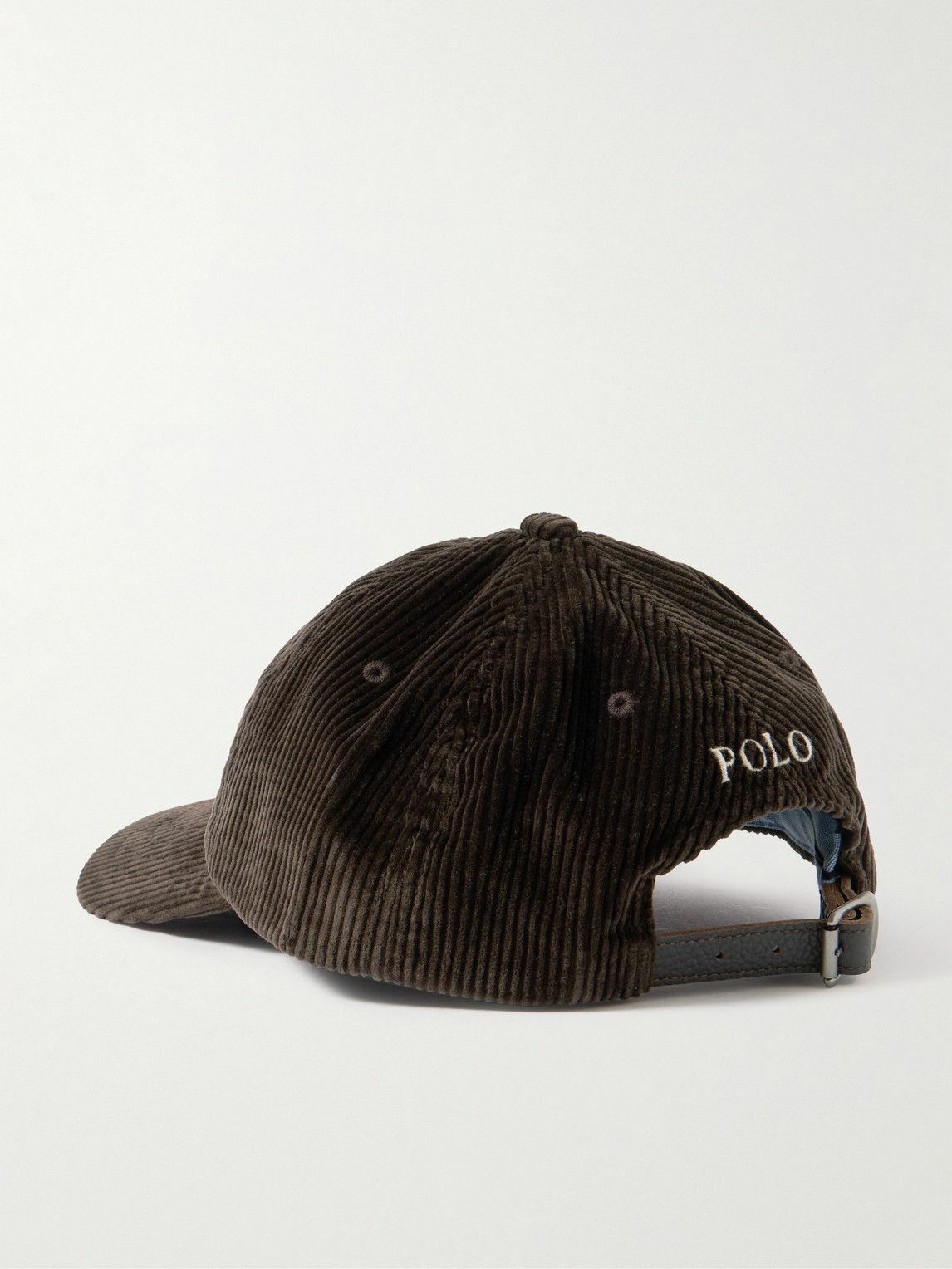 Polo Ralph Lauren - Full-Grain Leather-Trimmed Logo-Embroidered Cotton-Corduroy Baseball Cap