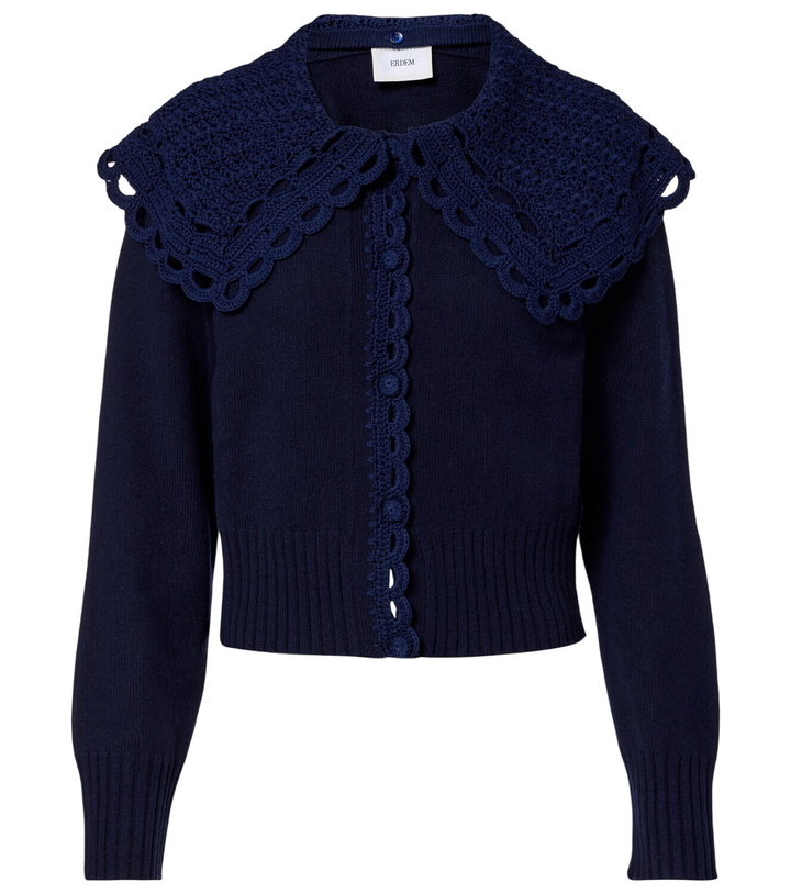 Photo: Erdem Crochet-trimmed wool-blend cardigan