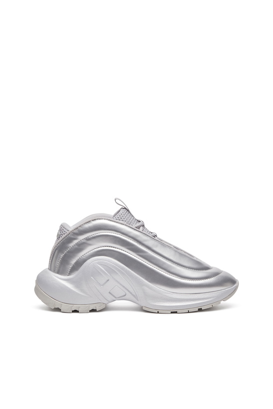 Photo: Diesel S-D-Runner-Slip-on sneakers with Oval D instep - Sneakers - Unisex - Silver